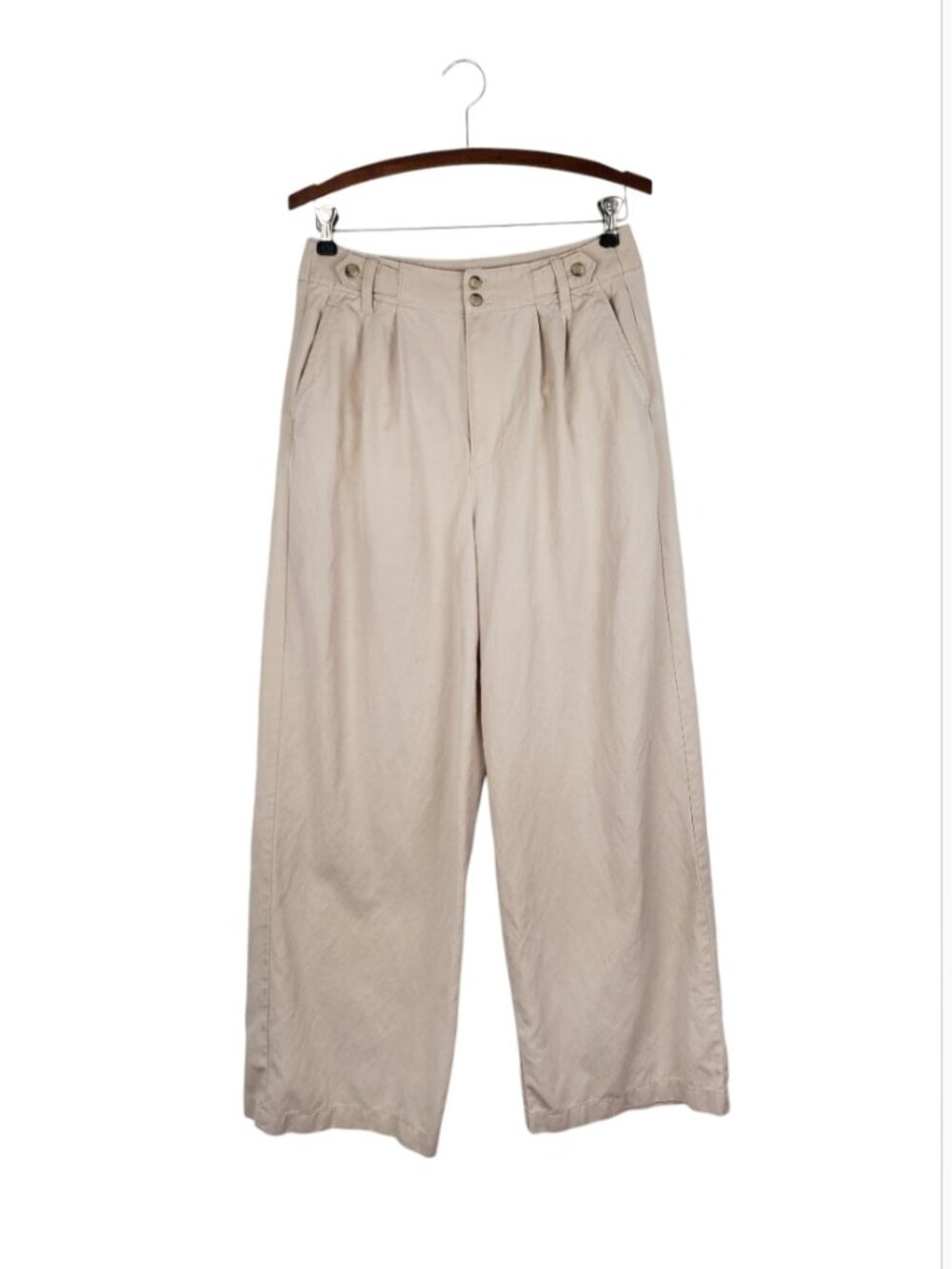 Madewell Harlow Wide Leg Pants Khaki Pleat Drape NG521 Womens 6